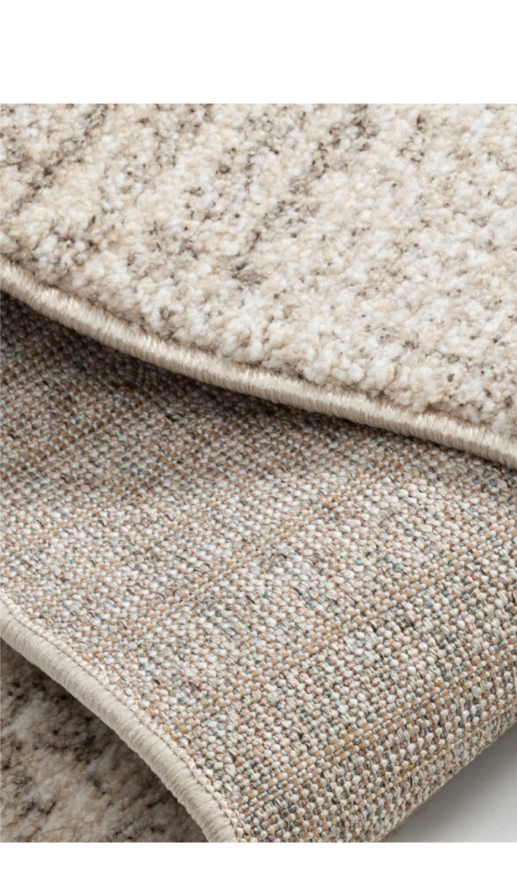 无风生活地毯年度脚感新秀土耳其柔涤纶米色客厅地毯床边毯米咖色条纹