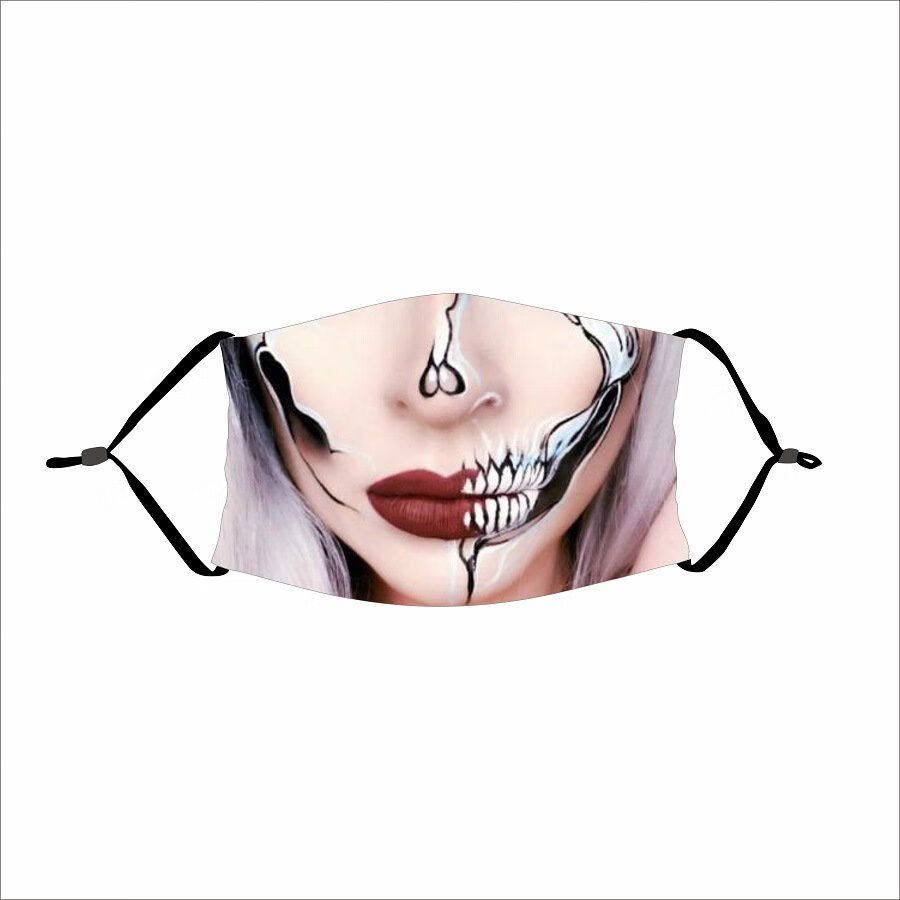 卓梦影万圣节口罩欧美跨境万圣节亡灵节口罩骷髅图案恶搞恐怖防尘带