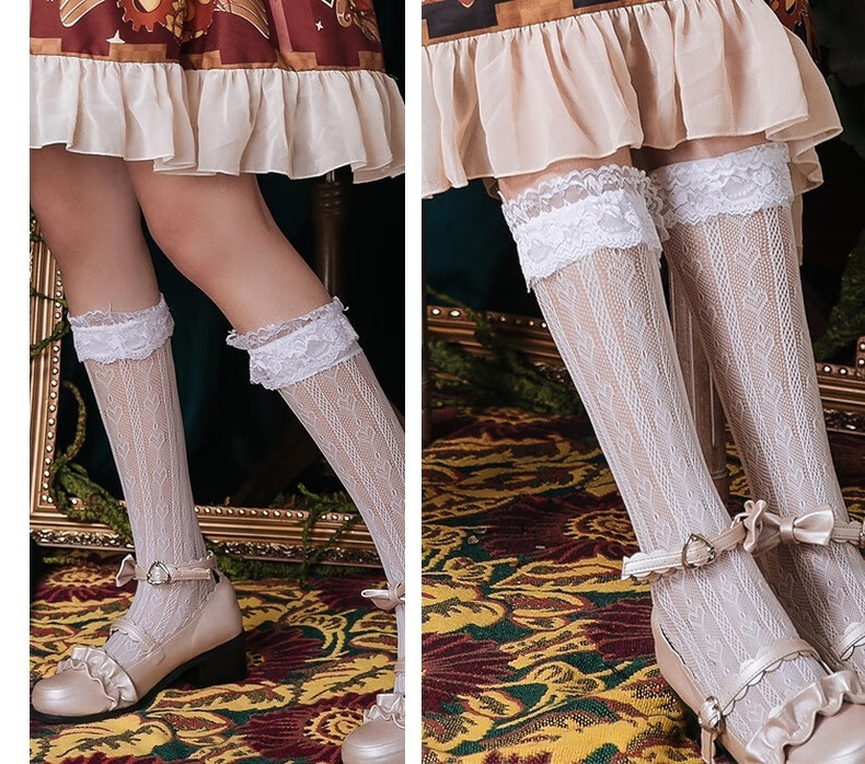 洛丽塔lolita袜子可爱日系女萝莉软妹中筒蕾丝花边jk短袜堆堆长袜仙女
