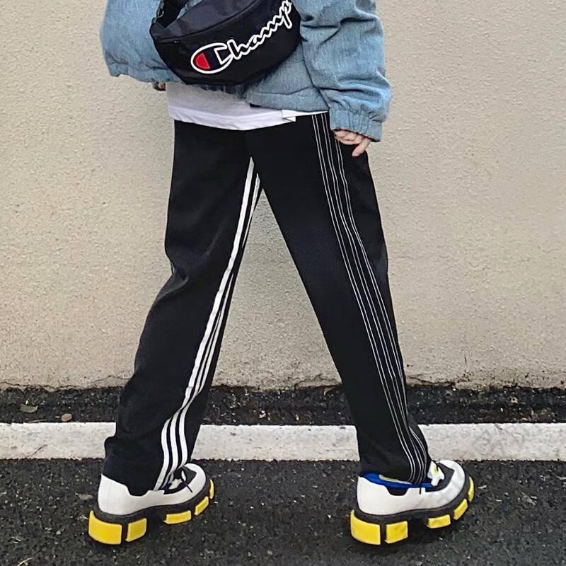 青邦huffnpuff男夏季线条长裤条纹休闲裤潮牌直筒宽松垂感裤子同款