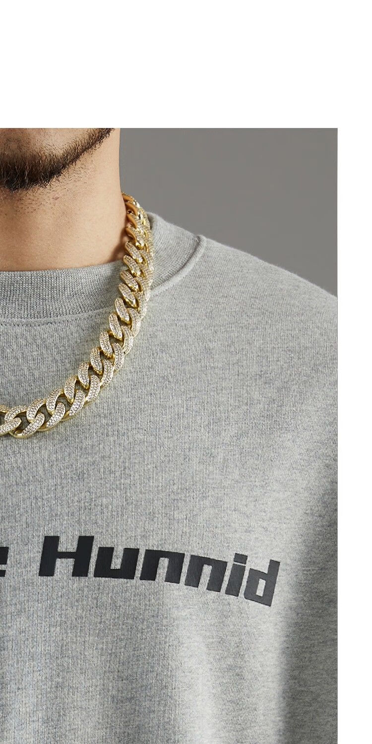 couplehunnid谢帝ch新款基础系列圆领印花卫衣休闲情侣装外套花灰色