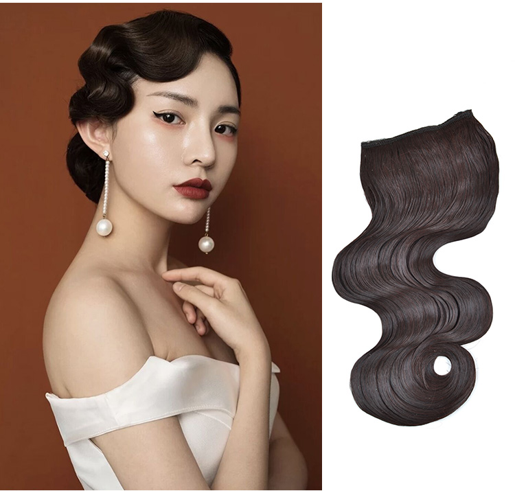 2022新款复古旗袍发型手推波纹假刘海民国风夜上海假发片古风波浪头饰