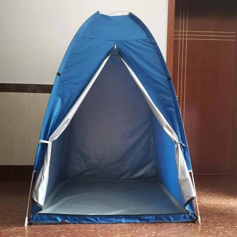 保暖速开单人冰钓帐篷天蓝色拼灰色单个帐篷无底12长12宽16米高双门