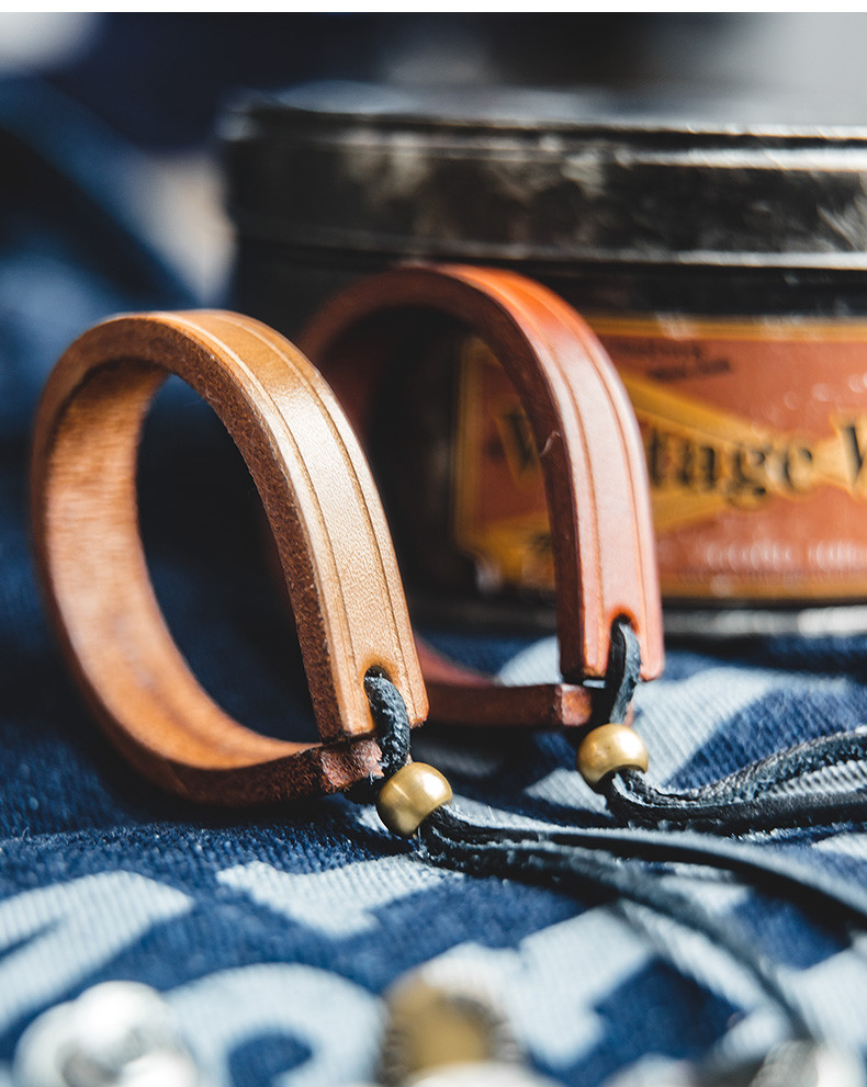 一生之环日系复古阿美咔叽情侣首饰配饰植鞣皮手环手镯男 原色【图片