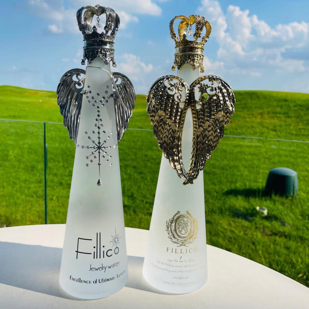 fillico日本神户矿泉水菲丽高皇冠水晶高端水瓶家具摆件 黑色【图片