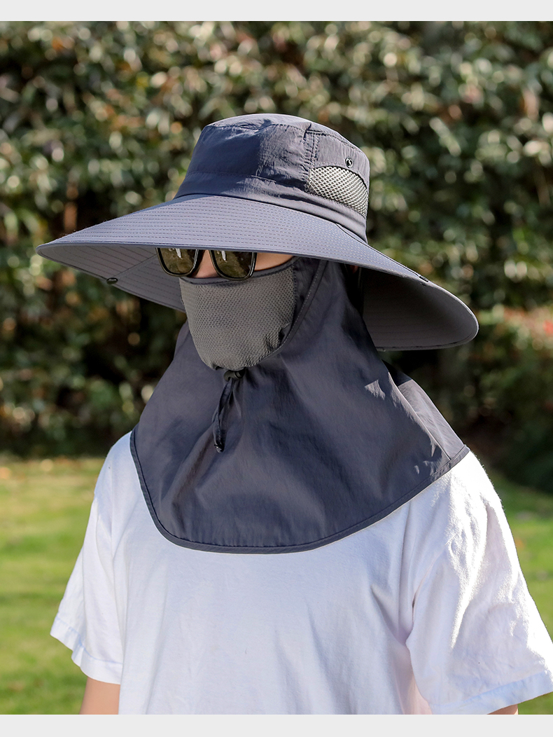 somubay 钓鱼防晒帽子男士夏季防晒面罩遮脸渔夫帽太阳帽户外草帽凉遮