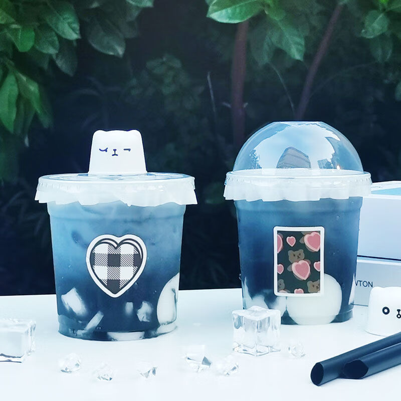 纤雅洁ins韩风嘟嘟杯冰美式拿铁咖啡pet加厚直筒冷饮杯一次性奶茶杯