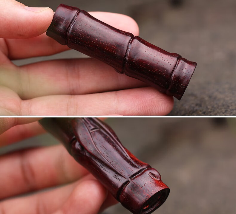 萃百丽cbli福运昌印度小叶紫檀手工木雕节节高升竹节手把件木质文玩把