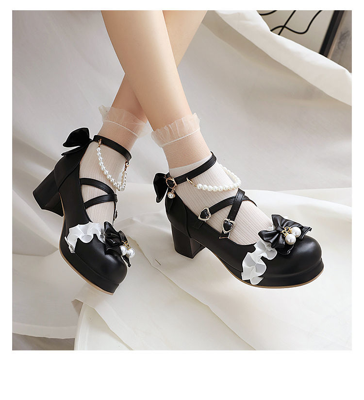 洛丽塔鞋子新款女仙女风包头女大学生洛丽塔鞋子lolita鞋白色凉鞋35