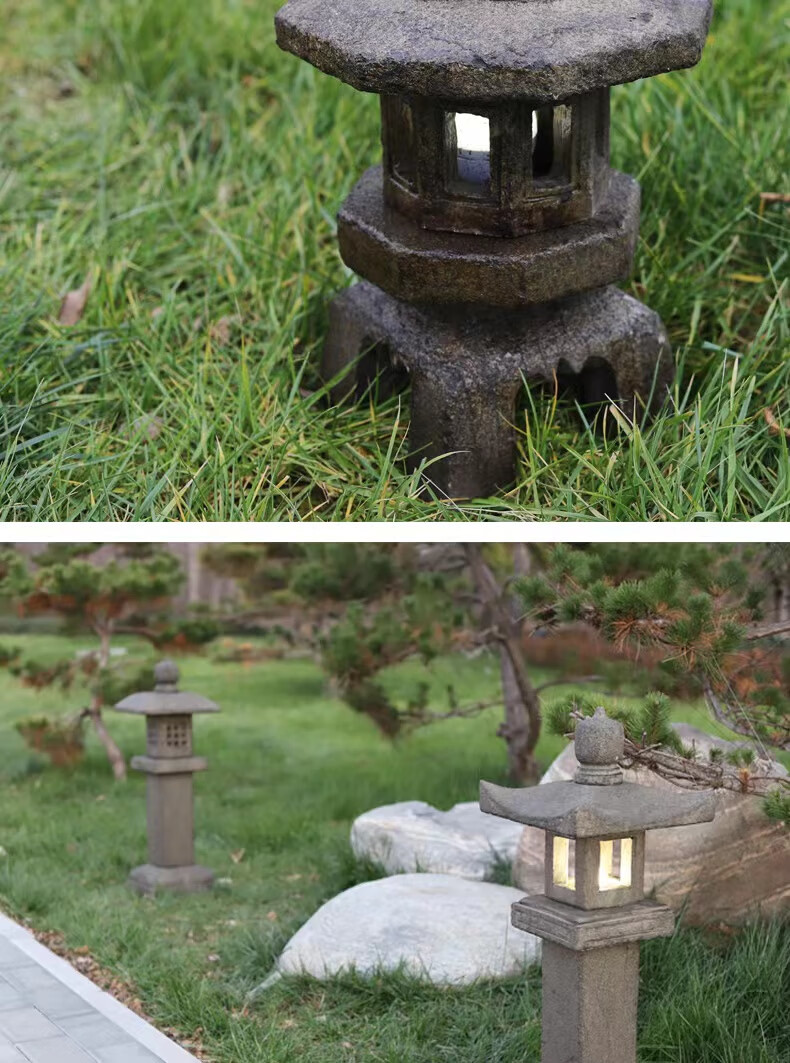 青石仿古户外石灯笼电石灯园林景观装饰石头灯新中式日式庭院石灯