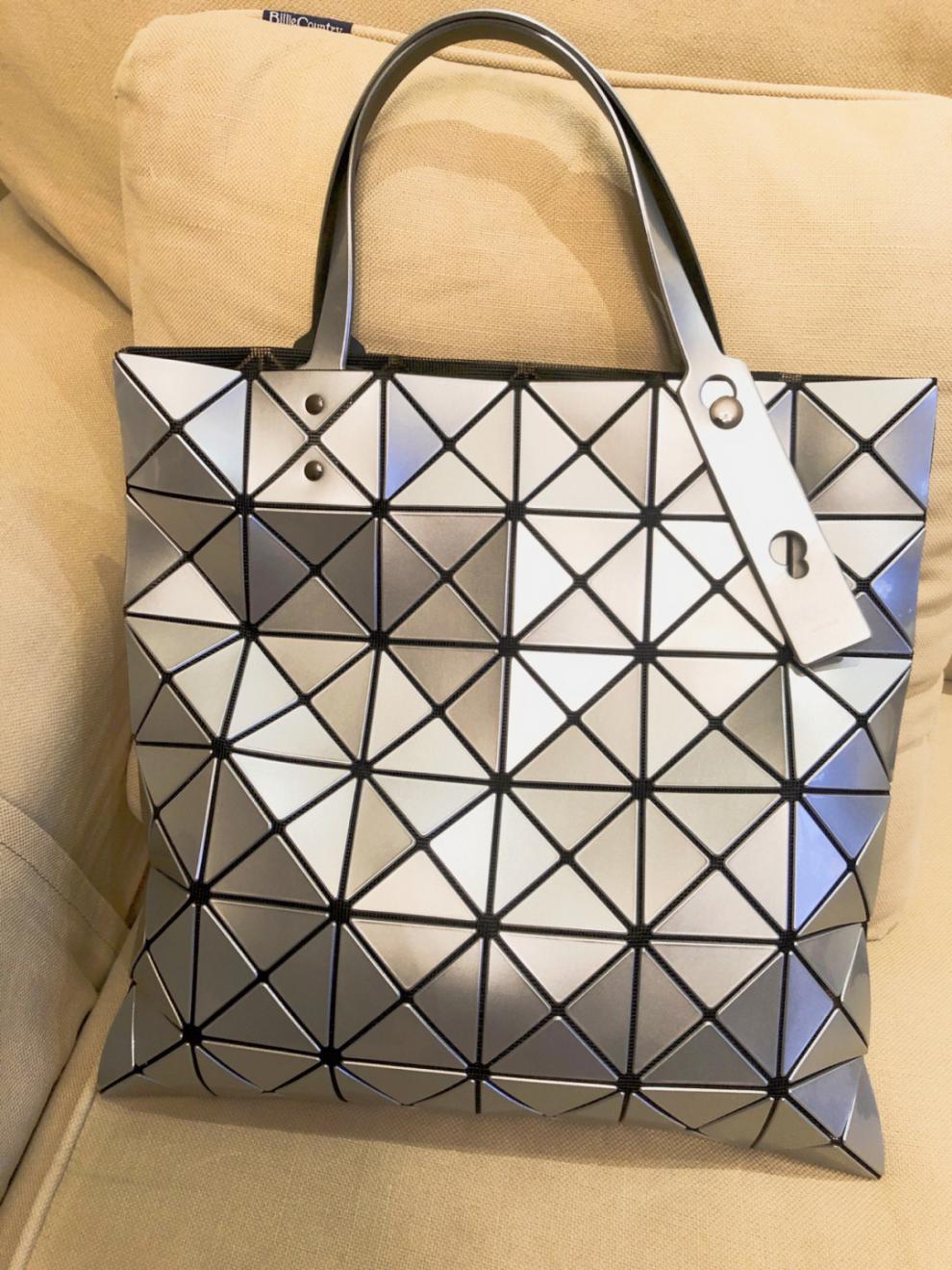 高档2022经典镭射六格包几何菱格包6*6托特包折叠手提单肩包生日礼物