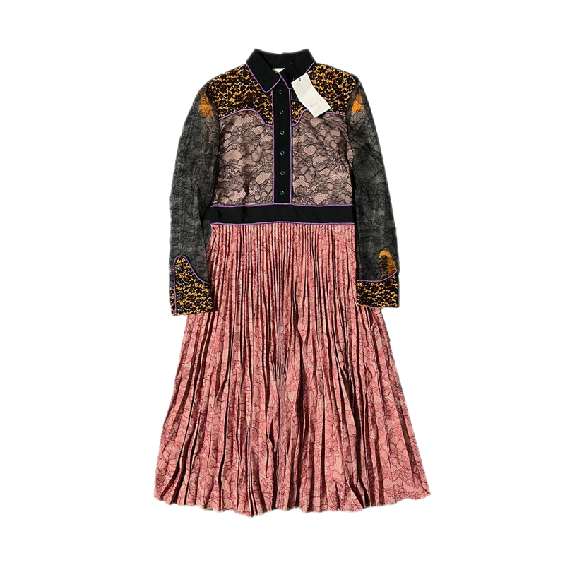 gucci古驰拼色混合材质女士连衣裙 拼色 44【图片 价格 品牌 报价】