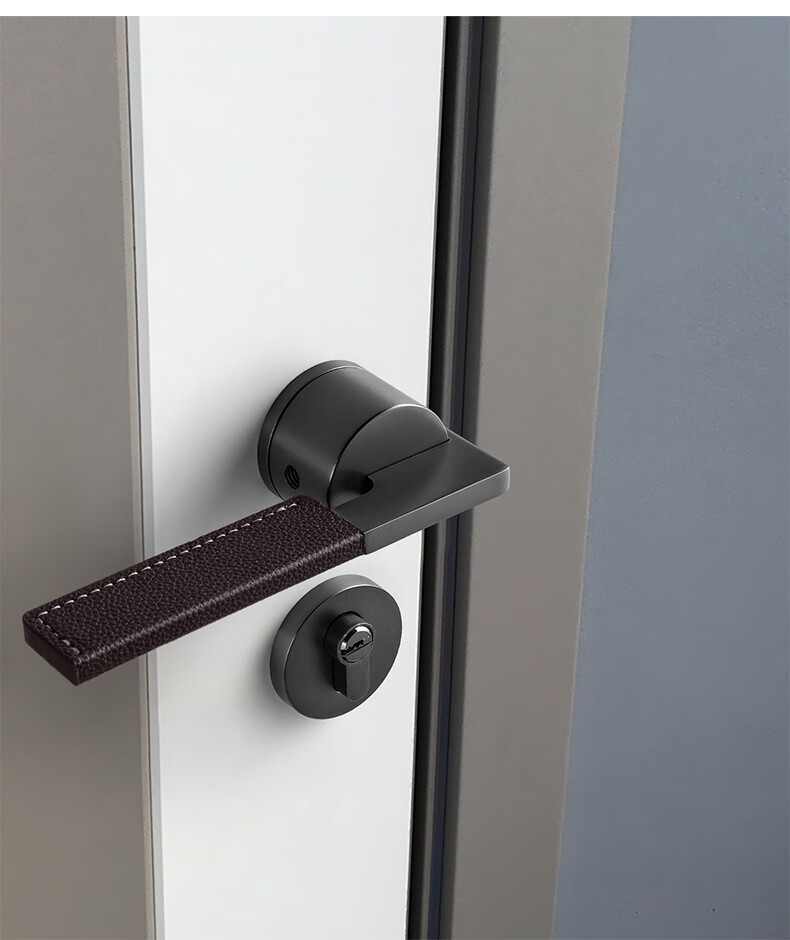 意式极简门锁门锁轻奢现代极简门把手室内家用卧室磁吸静音门锁北欧木