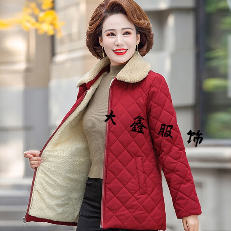 抖音同款三只樱桃服饰妈妈冬装棉衣短款外套中年棉服中老年女装加厚