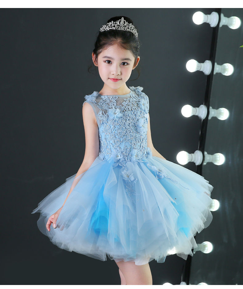 央紫高端走秀小孩主持礼服儿童礼服公主裙女童蓬蓬纱模特走秀拖尾晚