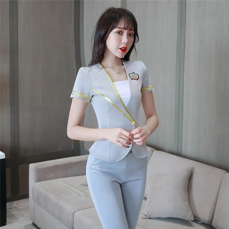 罗蒙romon2022新款足疗装女洗浴场店足浴技师工作服女套装按摩性感