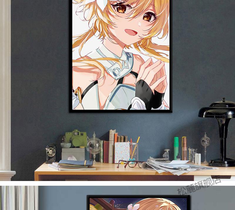 2022新款原神数字填画原神荧数字油画diy手工油彩画动漫人物手绘颜料