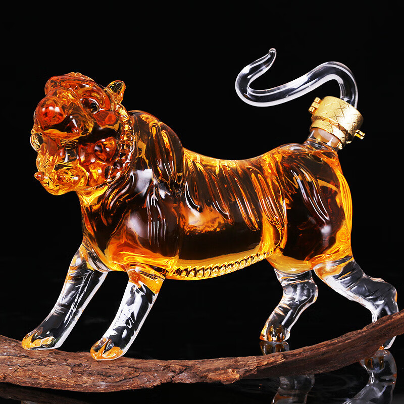 老虎形状酒瓶老虎玻璃酒瓶泡酒瓶无铅加厚中式密封透明酿酒工艺生肖
