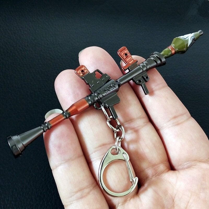 火箭炮发射筒玩具金属模型吃鸡钥匙扣挂件香肠派对武s器装备 中号 rpg