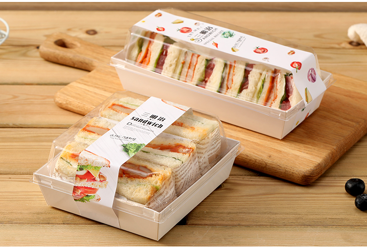 韩式三明治热狗天地盖透明吸塑盒蛋糕卷泡芙面包西点包装盒子 长方形