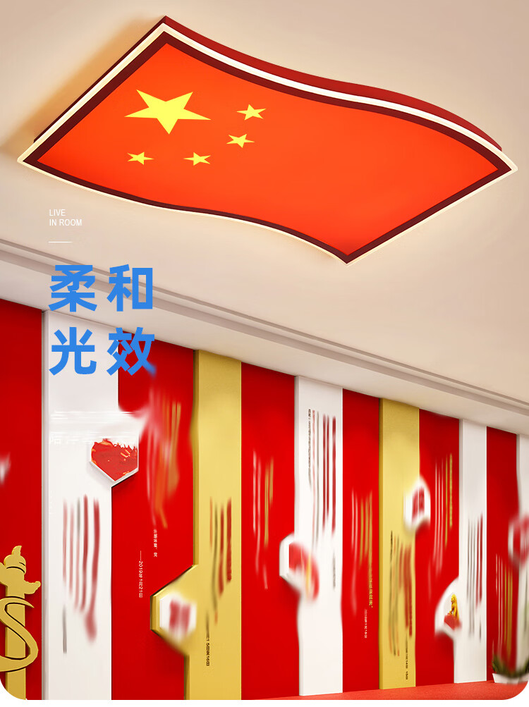 timewall长方形党旗灯党员活动室党徽灯五星红旗led吸顶灯会议室灯具