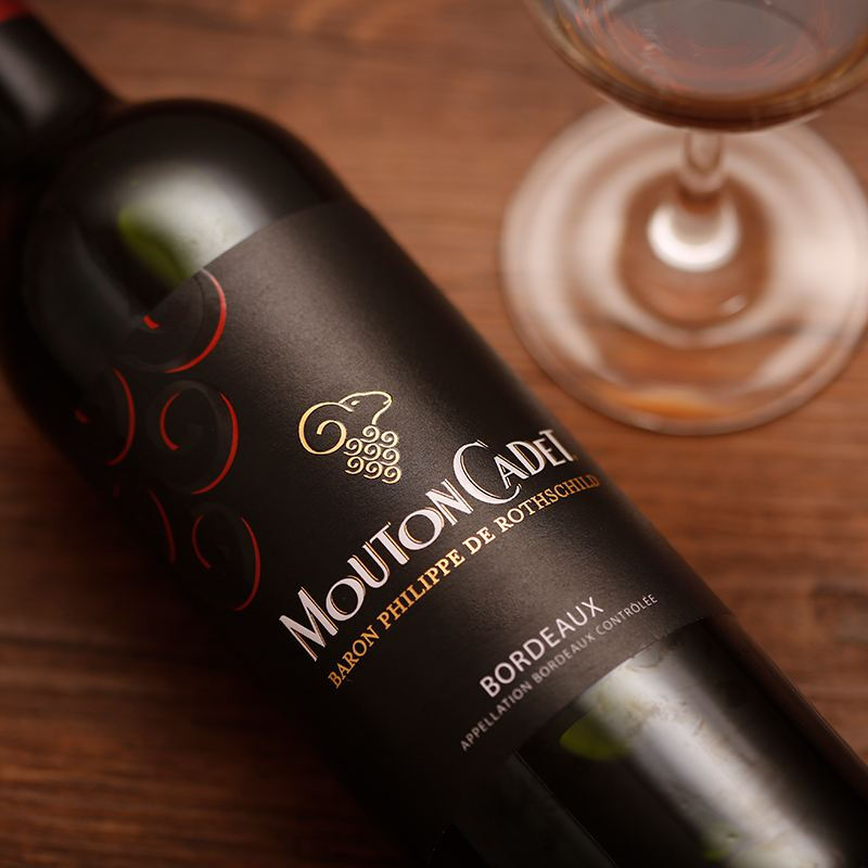 原瓶红酒木桐嘉棣小武当干红葡萄酒moutoncadet2014年黑标新款2015