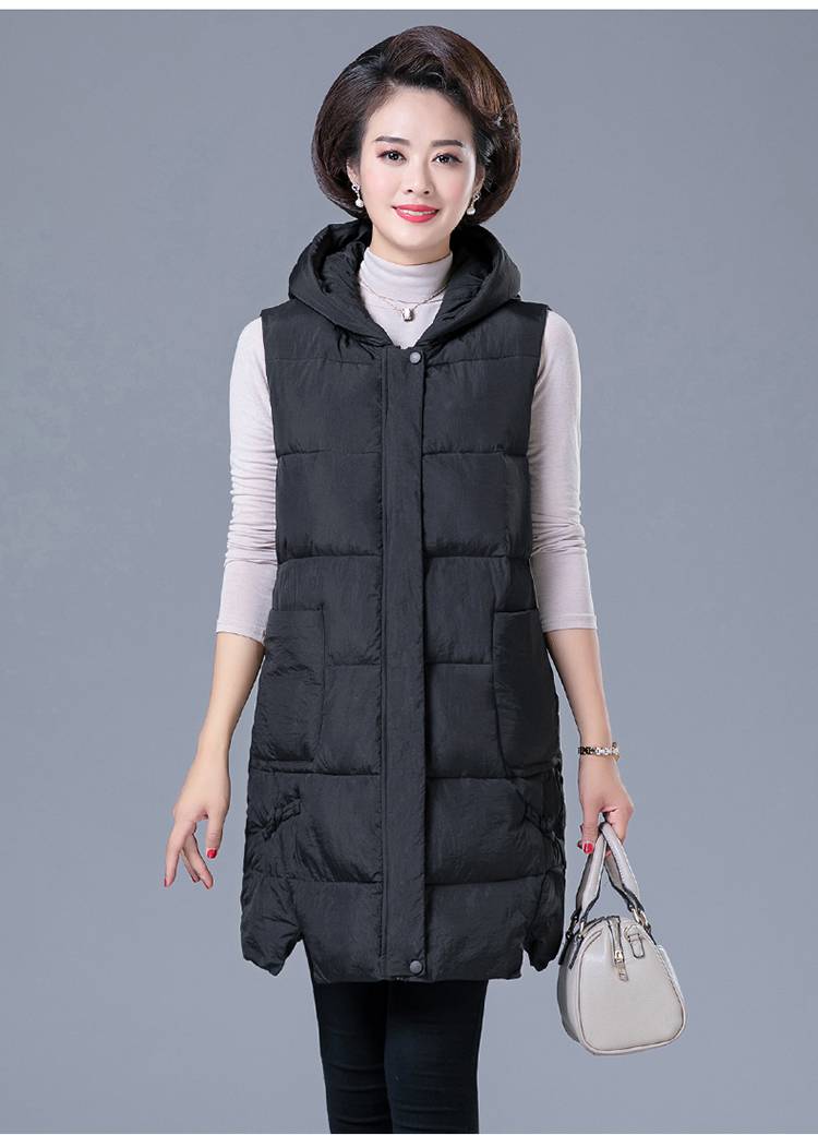 中老年马甲女中长款新款秋装百搭显瘦外套女棉背心秋冬季长辈保暖马夹