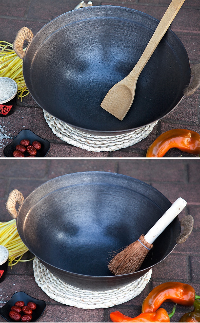 小米mi生态米家通用老式双耳铸铁锅家用圆底炒锅无涂层锅不粘锅加厚