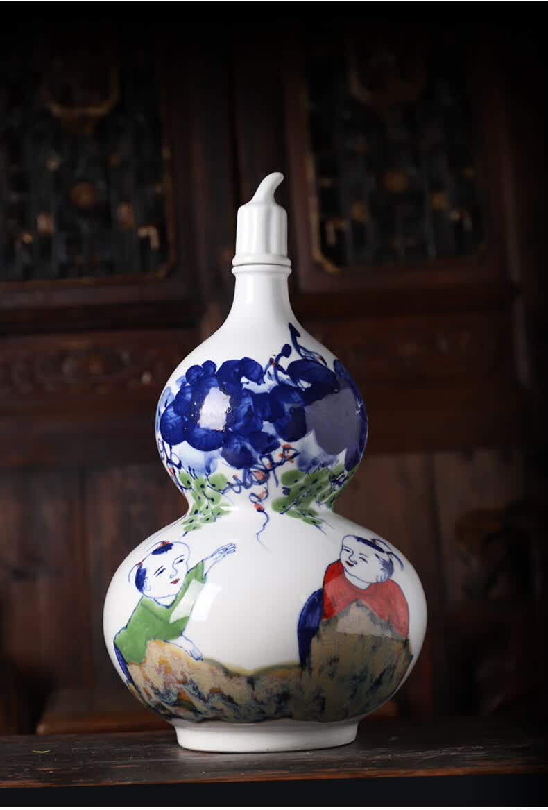 陶瓷景德镇陶瓷酒瓶密封5斤10斤装存酒坛子空酒壶葫芦摆件家用泡酒瓶