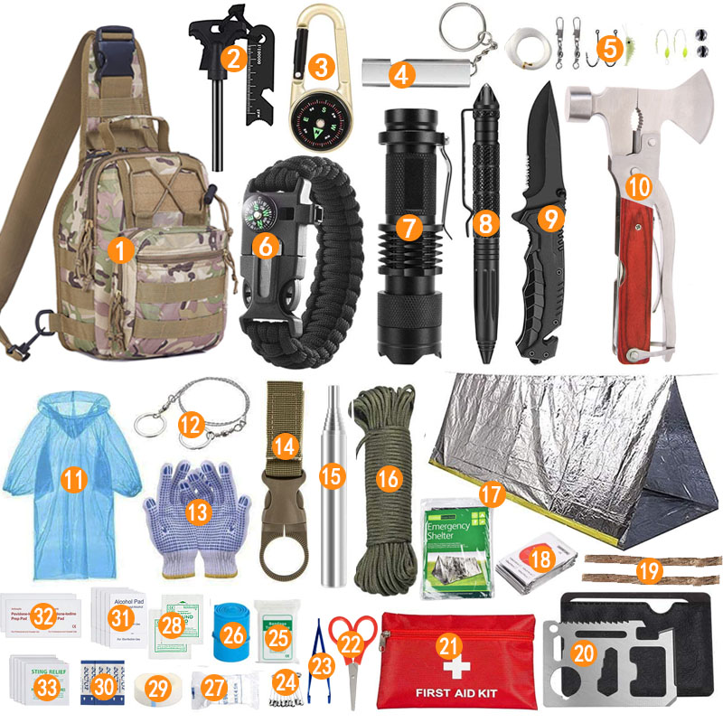 末日生存包野营登山户外用品探险求生装备野外求生工具套装露营防护应