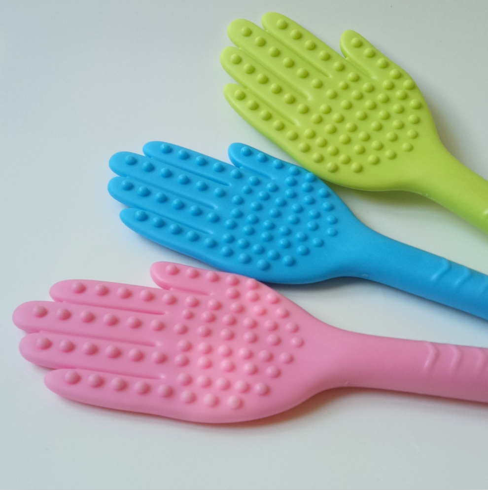 拍痧板经络拍子养生拍打硅胶手掌捶背器敲打锤按摩器棒家用拍沙板粉色