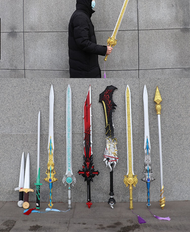 儿童的刀剑玩具少年版男孩模型仿真剑pu软橡胶大号刀剑道具 白剑逐暗