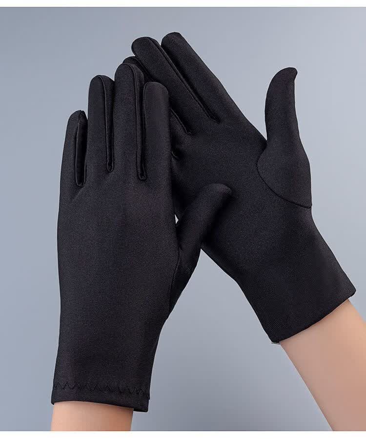 防晒春秋天开车珠宝黑白弹力男女式工作礼仪手套女士咖啡2双礼仪护手