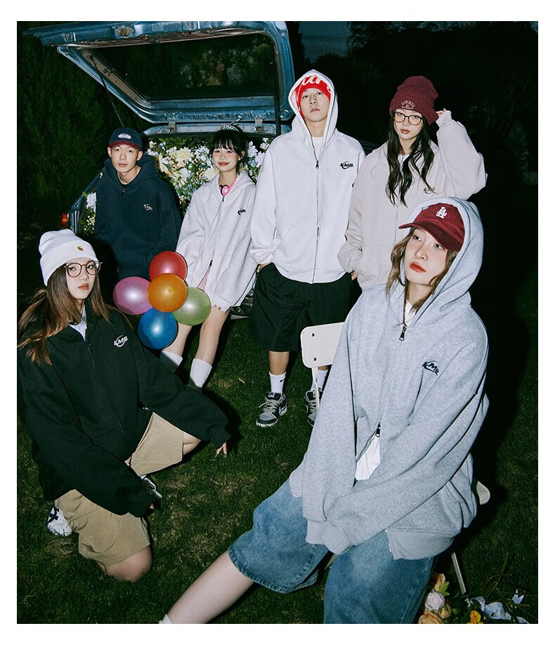 LEMANISM Men's Zip-Up Hoodie Jacket, Heavyweight Zipper Hooded Top, Loose-Fitting Couple's Autumn Sportswear, Trendy Brand, Light Gray, Size S 8
