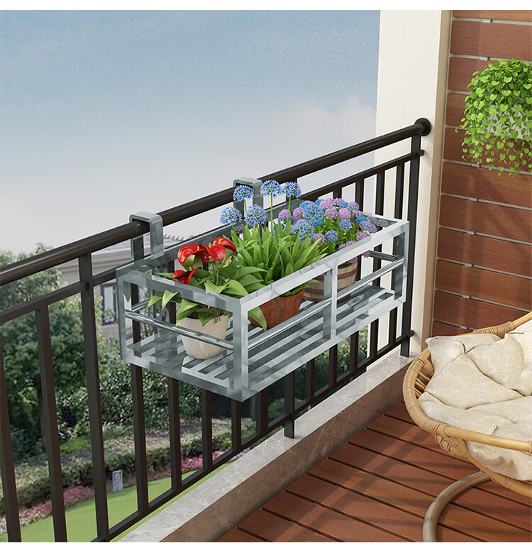 窗外储物架不锈钢架多肉栏杆室外窗台花盆架户外花槽架外挂阳台置物架