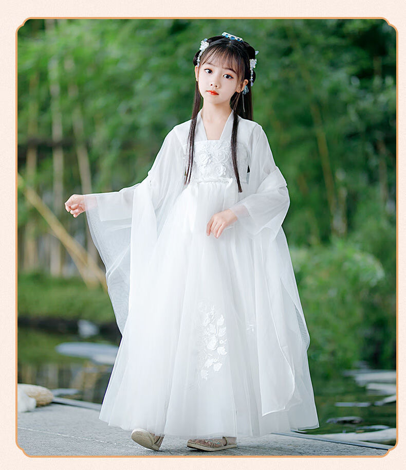 舜钦儿童古装汉服女夏天女童民族服装10岁小女孩中国风襦裙夏季中大童