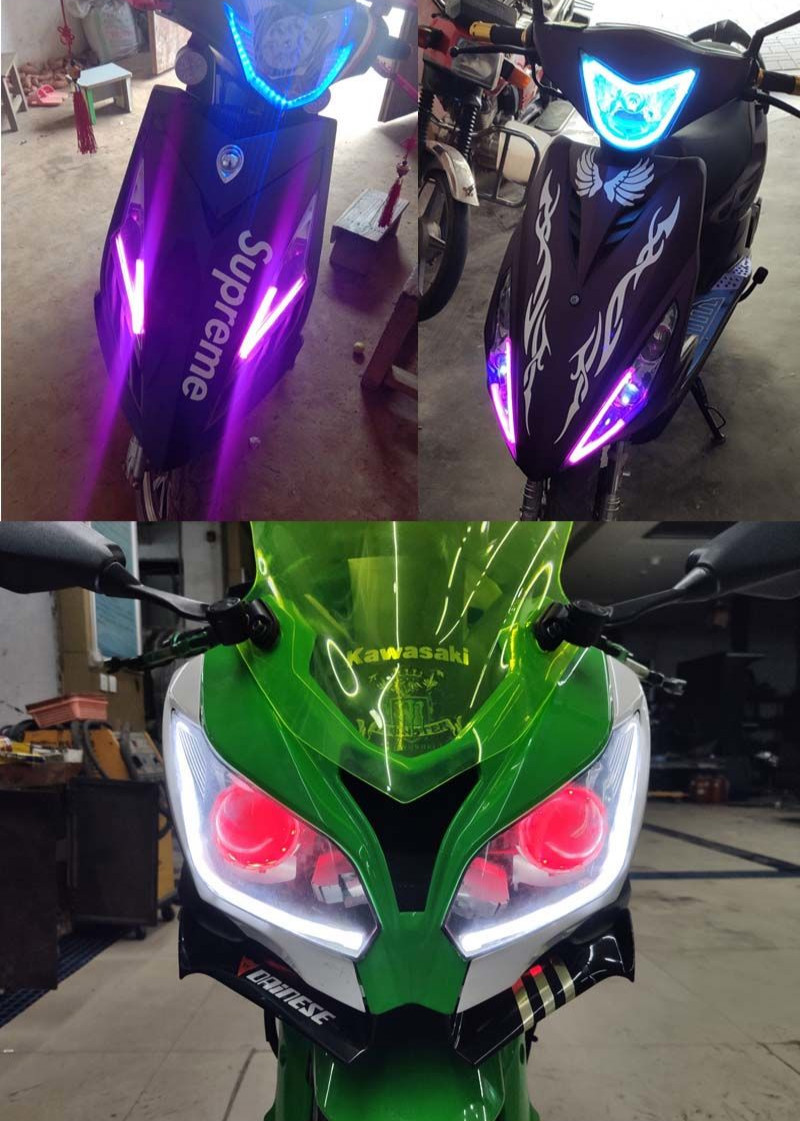 摩托车鬼火改装导光条底盘灯led日行灯带12v超亮泪眼灯条大灯灯条60