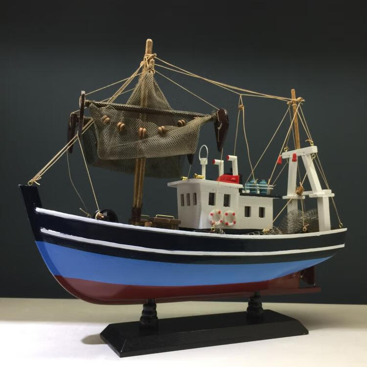 地中海捕鱼木船渔船实木帆船模型大型摆件装饰品一帆风顺工艺船30x8x