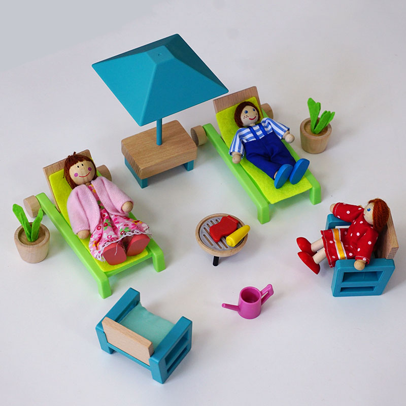 新款60厘米娃娃的衣柜 1:12娃娃屋迷你卧室房间仿小家具沙发床大衣柜