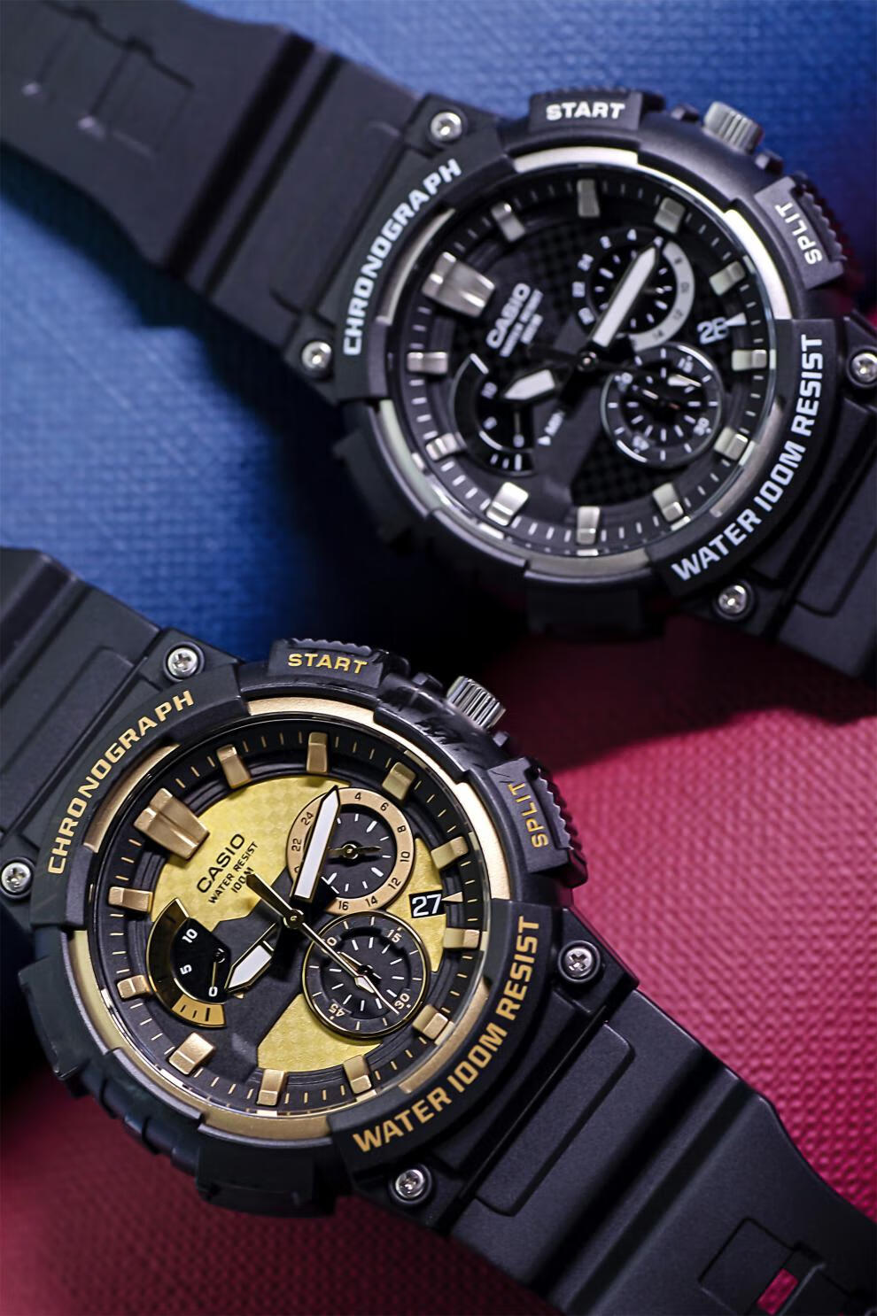 日本卡西欧手表男三眼多功能经典黑金防水运动石英表 mcw-200h-a