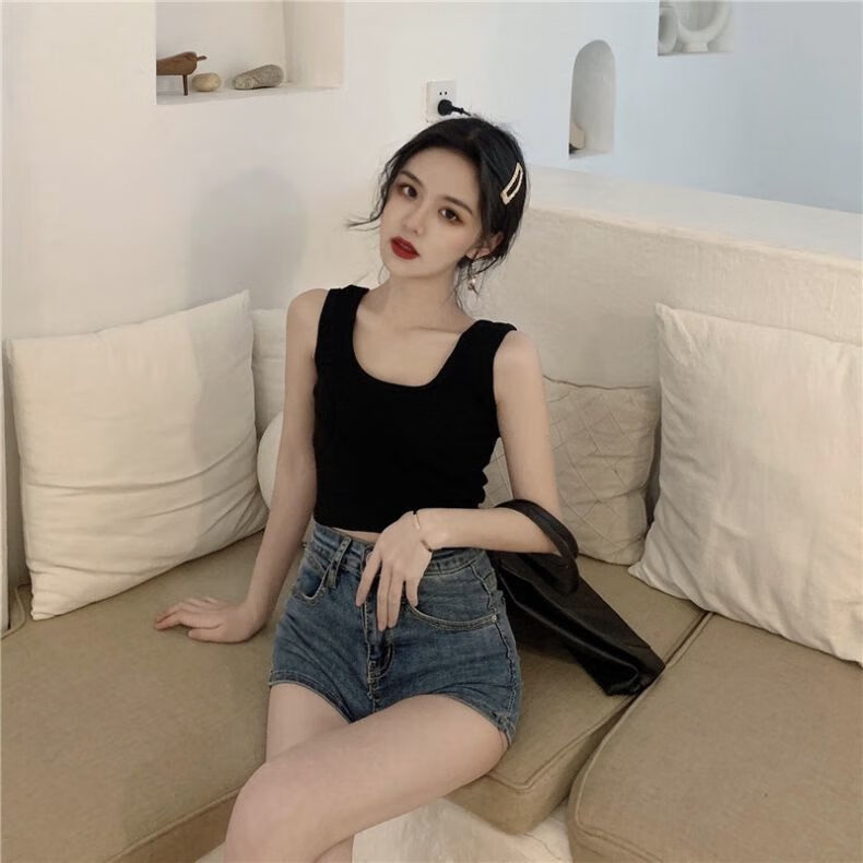 吊带背心女u领2022年夏季新款百搭短款内搭外穿无袖薄款显身材女 【单