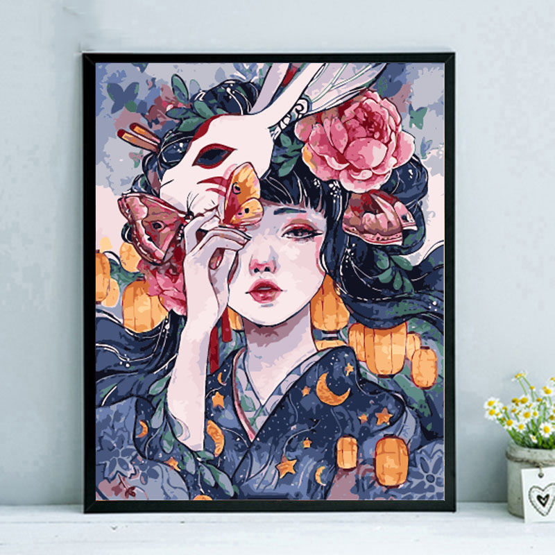 diy数字油画宫崎骏动漫千与千寻儿童卧室简单手绘填色卡通装饰画x203