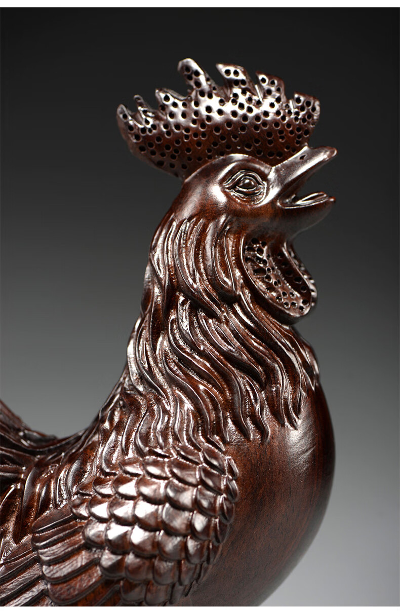 杞瑾木雕刻大公鸡摆木质三合十二生肖木鸡家居客厅装饰品开业礼品精雕