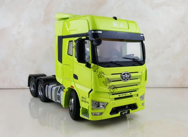 原厂124一汽解放j7非j6jh6拖头牵引车合金卡车模型嫩芽绿解放j7咖啡金