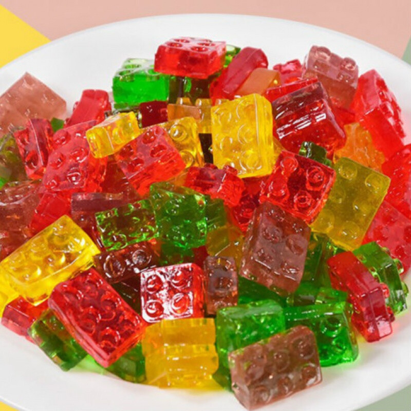 乐高积木软糖风靡amos阿麦斯乐高4d乐高积木软汁夹心糖儿童趣味零食