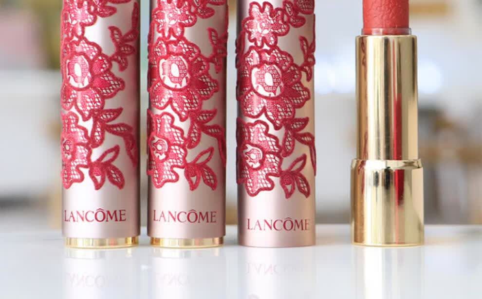 lancome 口红蕾丝三件套新年限定196胡萝卜色274礼盒装888唇釉三件套