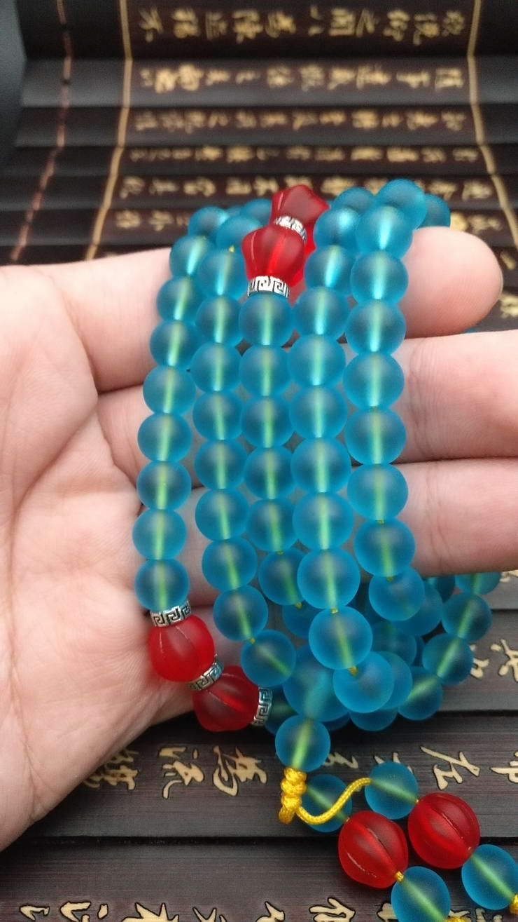 桓缘洋 尼泊尔古法手工琉璃珠108颗 佛珠手串念珠修行手链民族风8mm