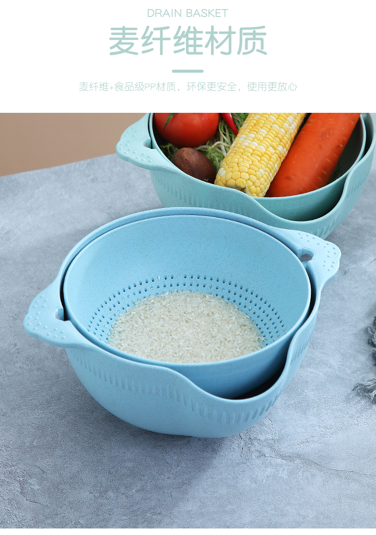 沥水篮塑料滤水篮客厅家用水果盘 鱼形旋转沥水篮【蓝色大号】【图片