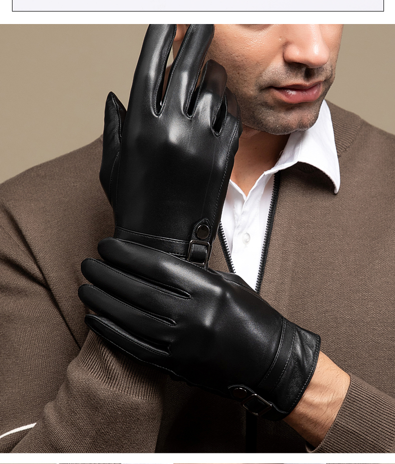 恒源祥旗舰官方店轻奢高端仿真皮手套男秋冬季加绒加厚保暖开车骑行触