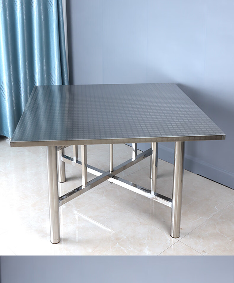 宏仪嘉木八仙桌子可折叠收纳方桌304不锈钢正方形桌面小户型现代简约